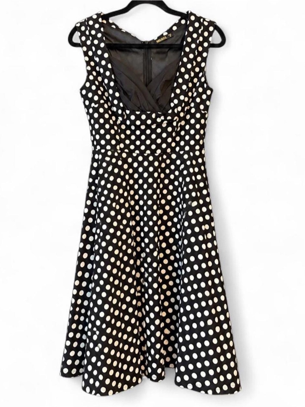 MIUSOL Women’s Black & White Polka Dot A-Line Dress Size Small